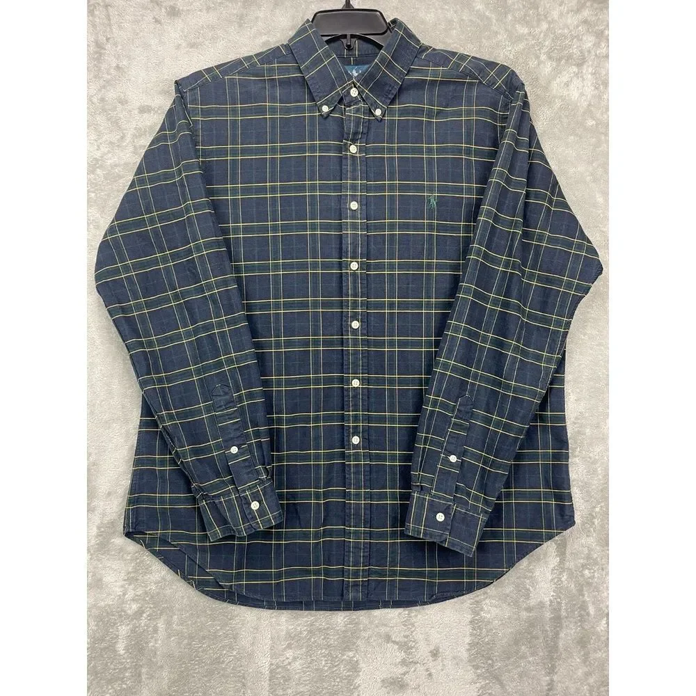 Polo‎ Ralph Lauren Men's Shirt Classic Fit XL Long Sleeve Black Plaid Button Up